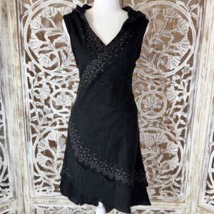 Jute bagatri en coton avec bande ethnique noir
