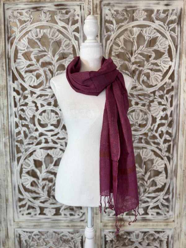 foulards coton unis avec bande bordeaux