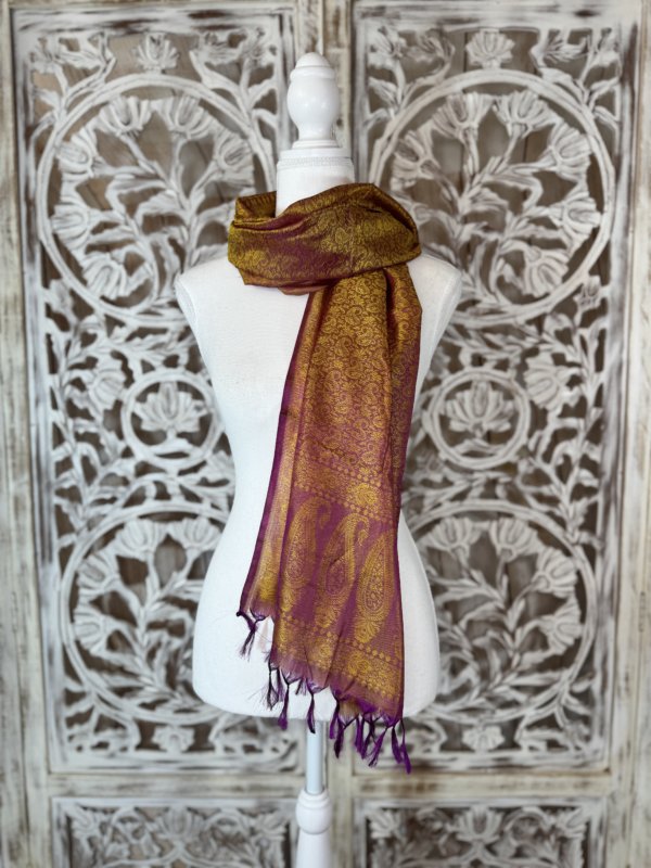 foulards en soie bicolores jaune et violet