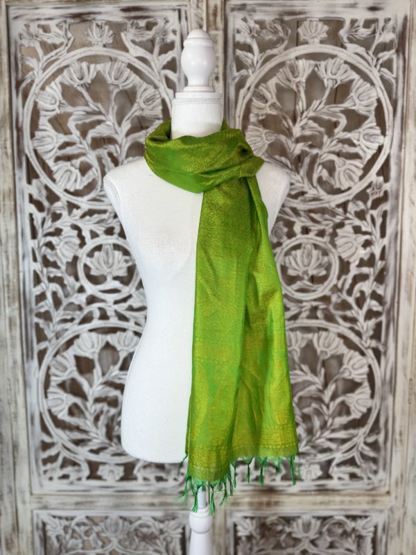 foulards en soie bicolores vert et pétrole
