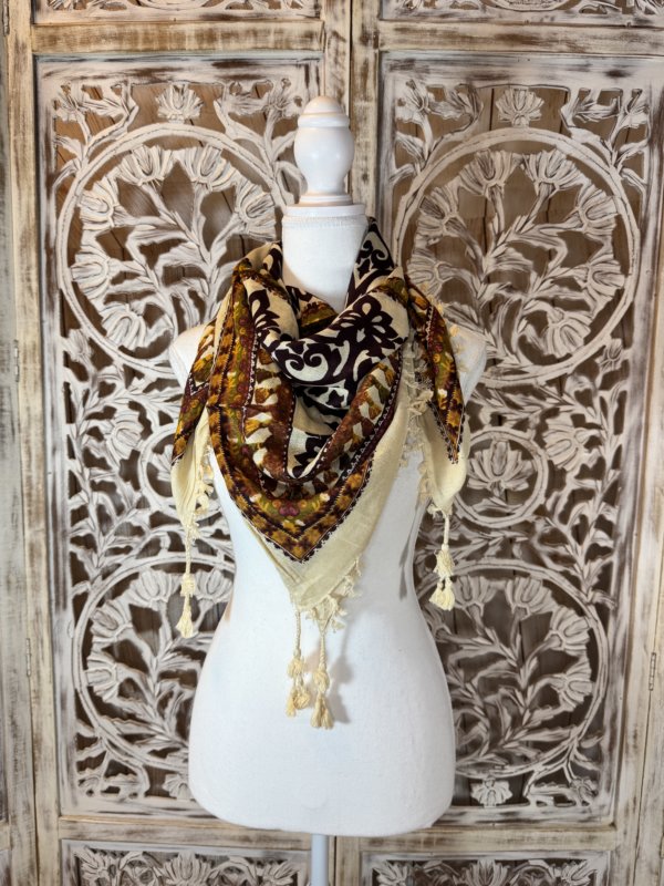 foulard carré viscose mandala créme