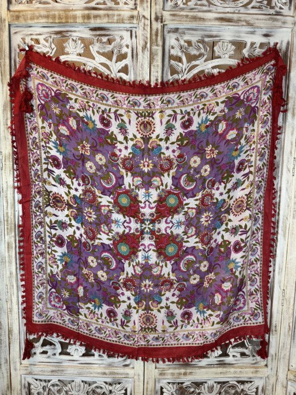 foulard carré viscose mandala rouge