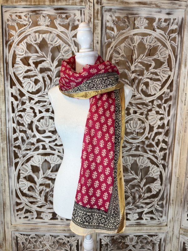foulards coton block print avec bande dorée .print 14