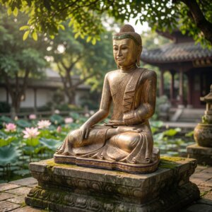 Grand bouddha thaïlandais en bois