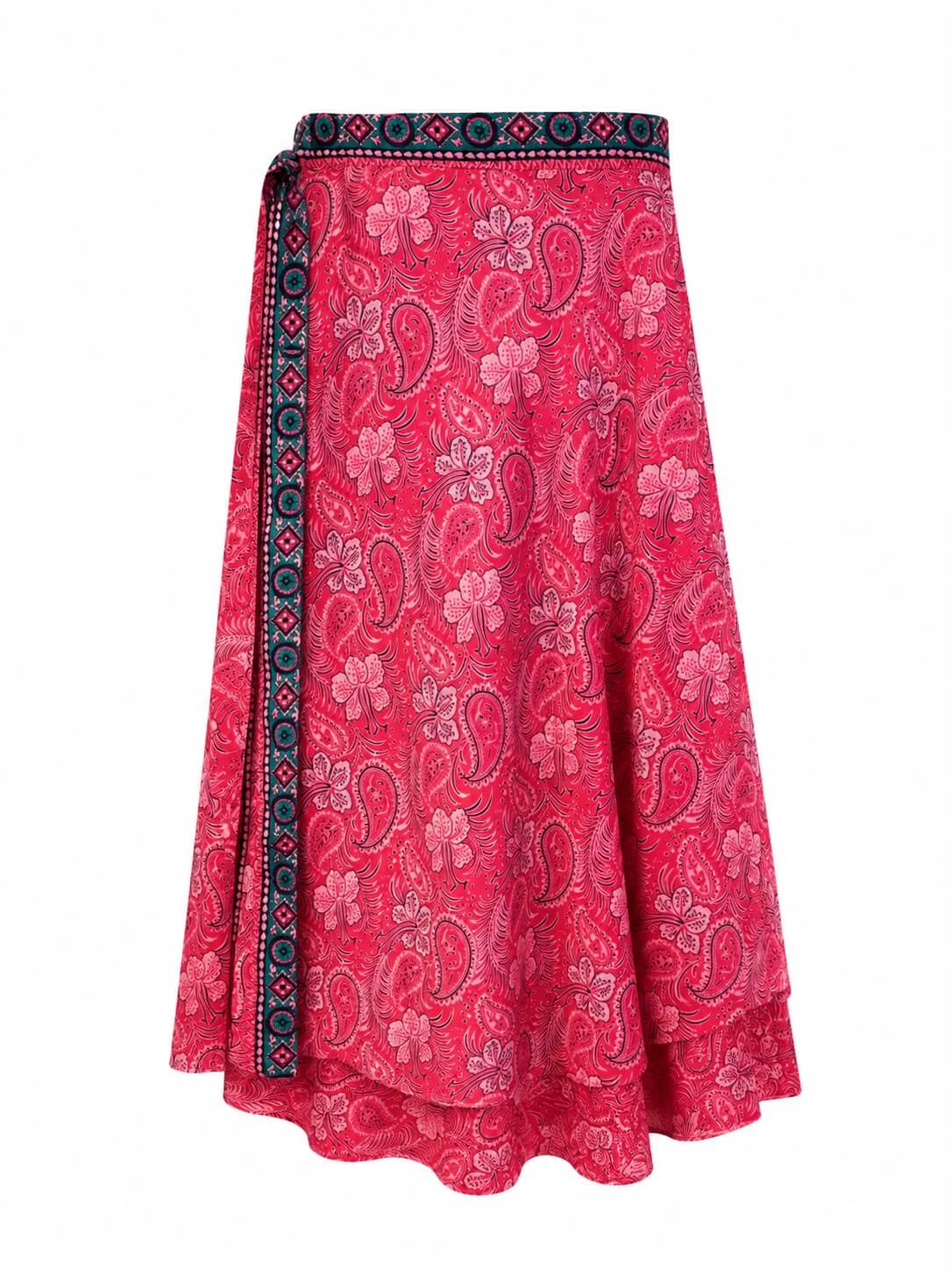 jupe porte feuille rouge avec imprimé fleur