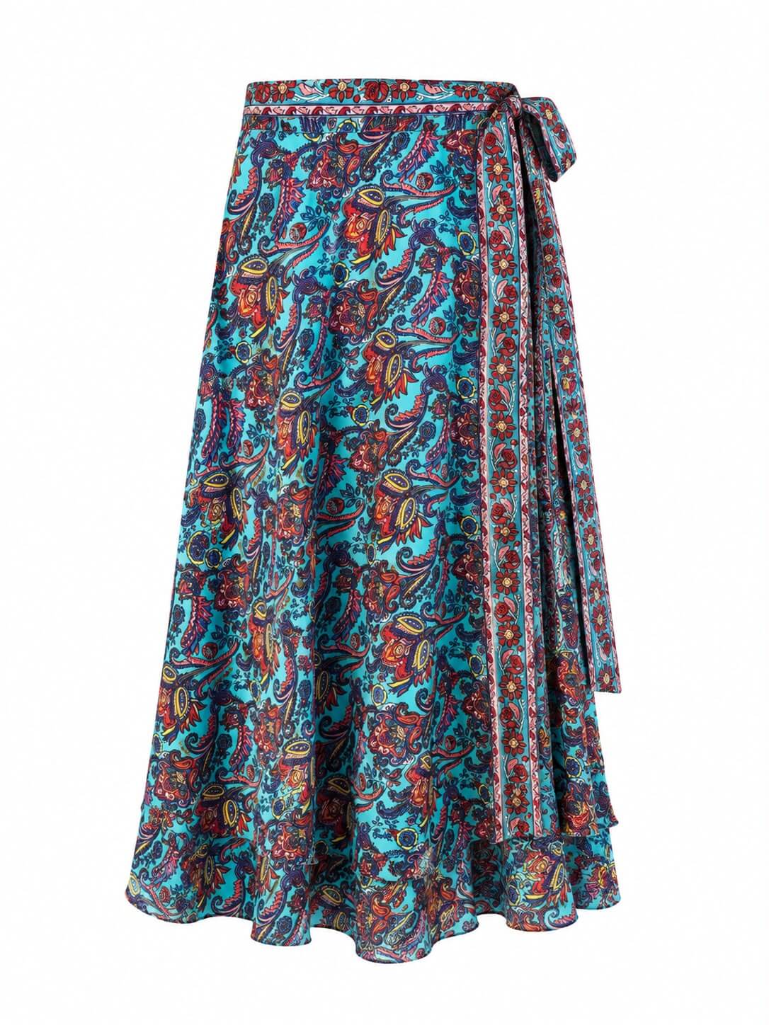 jupe porte feuille bleu avec imprimé fleur