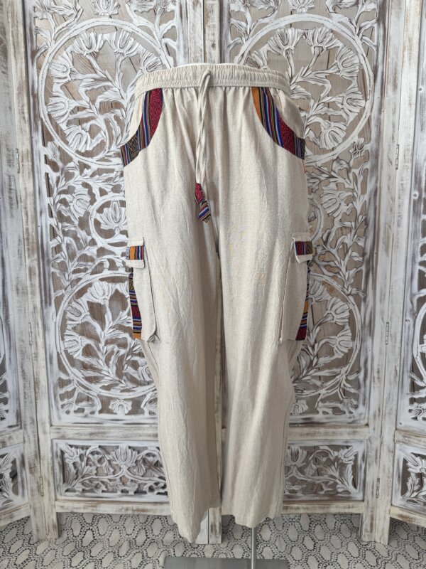 pantalon coton lfc 518 avec bande Bhutani créme