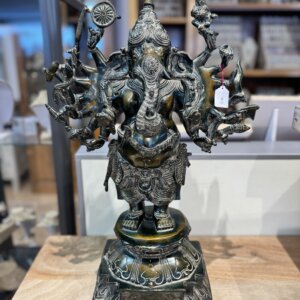 statue Ganesh debout noir en bronze