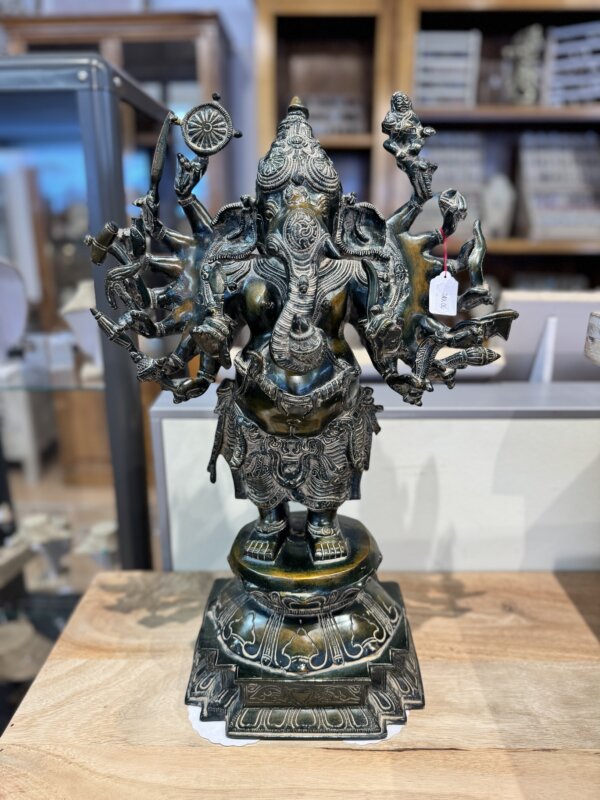 statue Ganesh debout noir en bronze