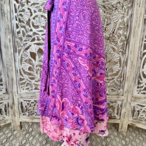 Jupe porte feuille réversible imprimé rose et violet