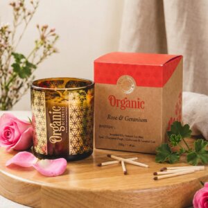 Bougie organique goodness rose et géranium