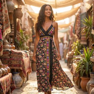 robes soie noir imprimé