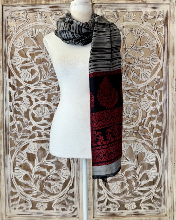 Foulard Ligné Arbre en viscose noir