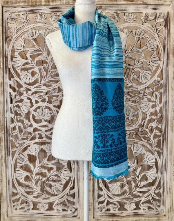 Foulard Ligné Arbre en viscose turquoise