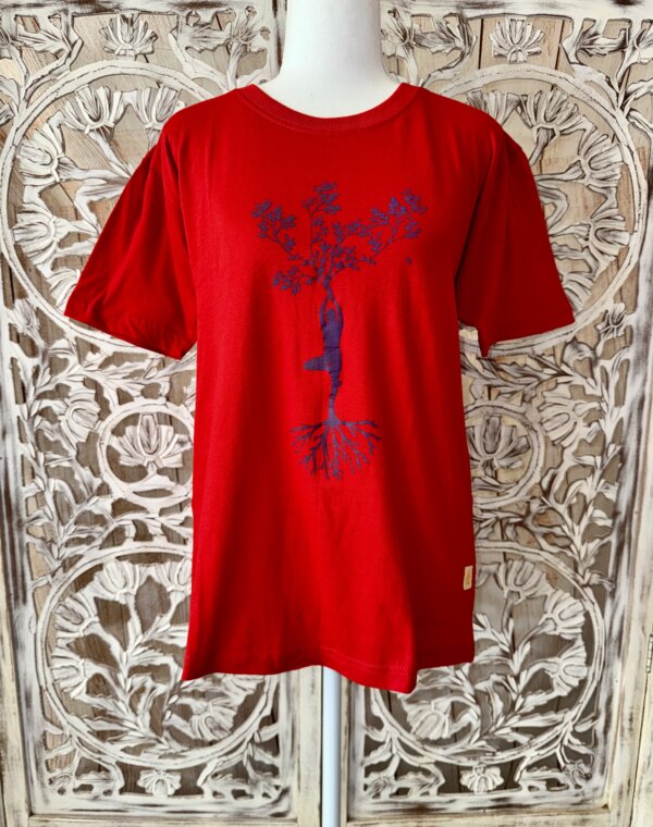 t shirt arbre yoga en coton vert
