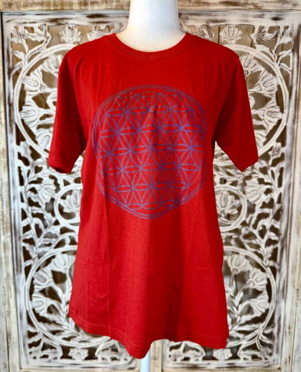 t-shirt fleur de vie femme rouge