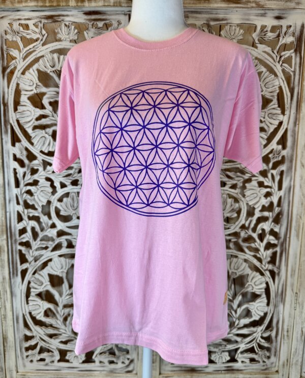 t-shirt fleur de vie femme rose