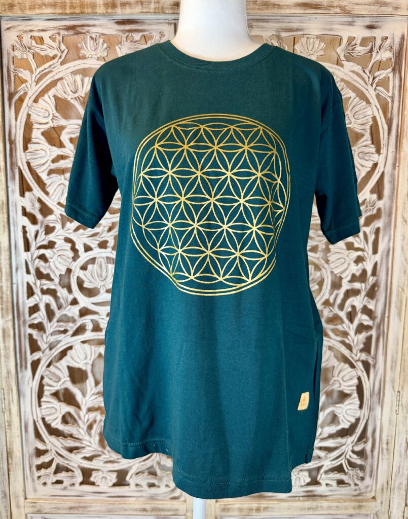 t-shirt fleur de vie femme vert