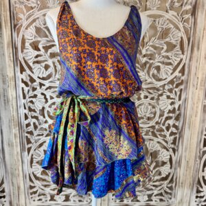 top avec ceinture en polysilk imprimé 1
