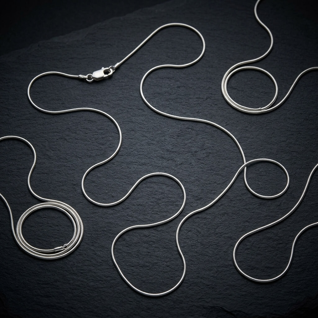 chaine argent serpent 1mm