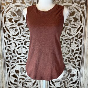 Top unis en coton organique brun orange