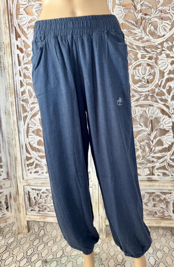 Pantalon Lin et viscose bleu marine