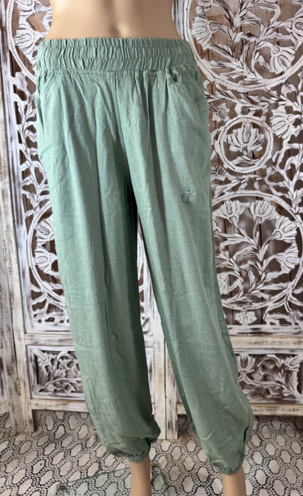 Pantalon Lin et viscose vert menthe
