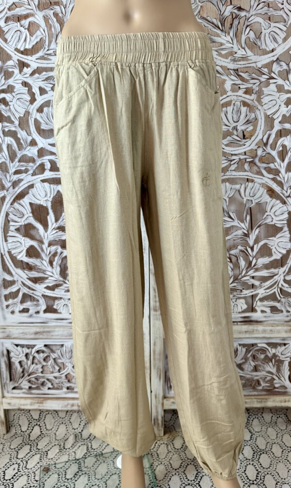 Pantalon Lin et viscose beige
