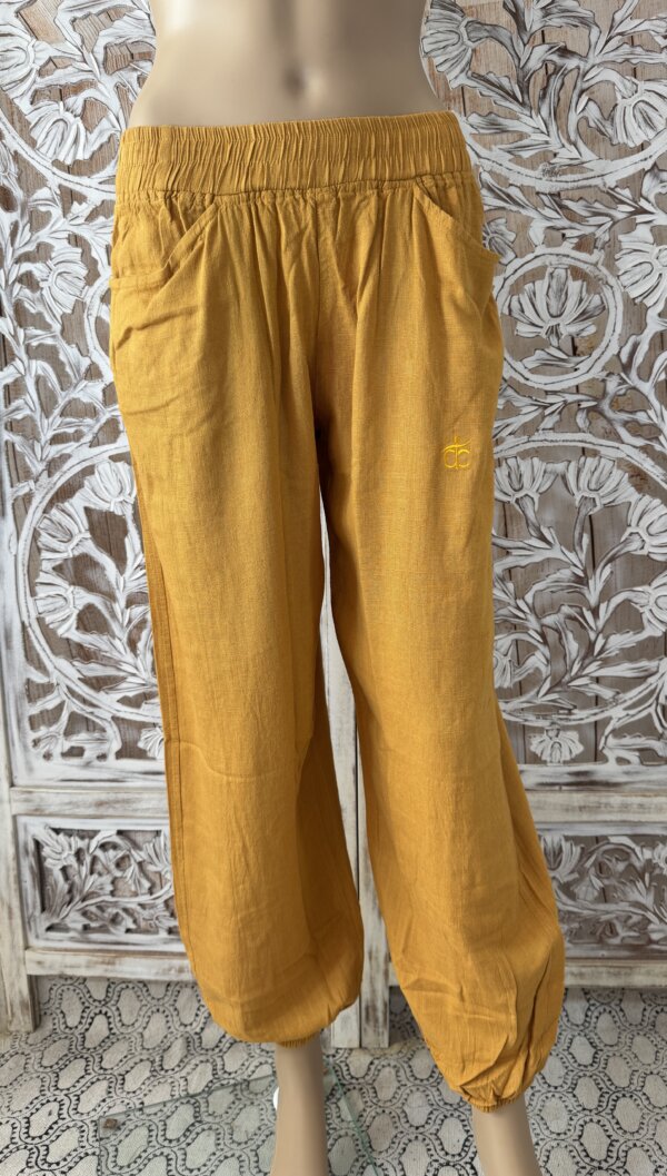 Pantalon Lin et viscose Jaune moutarde