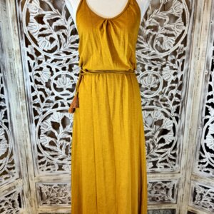 Pom-pom dress jaune moutarde