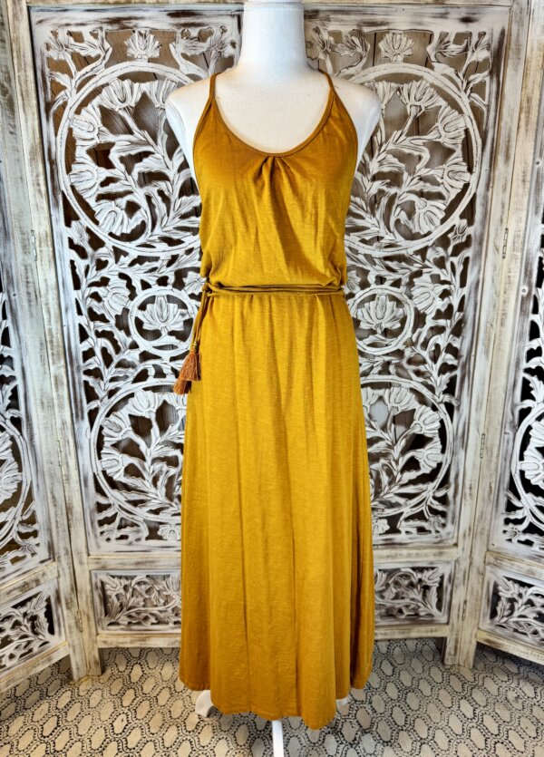 Pom-pom dress jaune moutarde