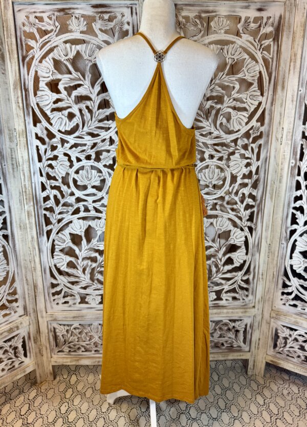 Pom-pom dress jaune moutarde dos