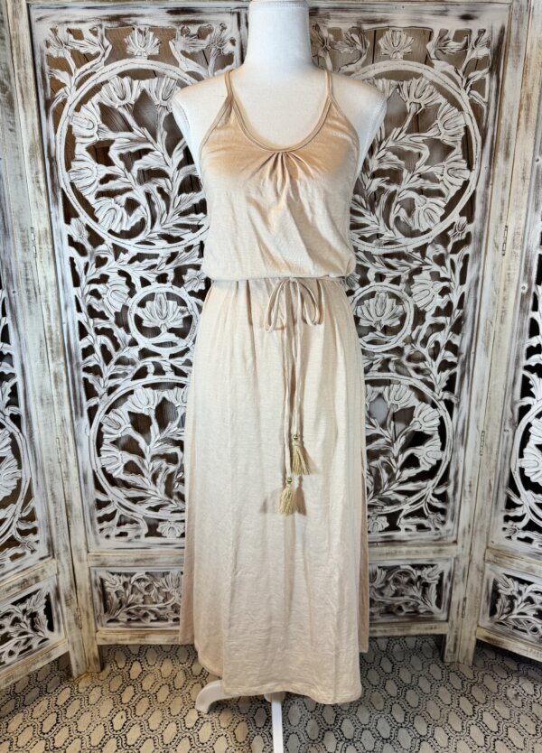 Pom-pom dress beige