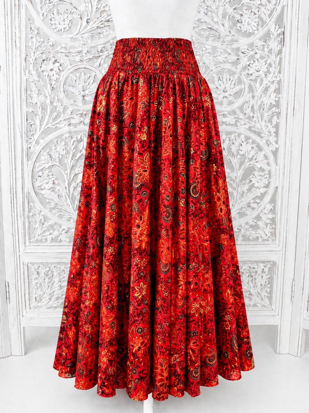 Pantalon jupe soie imprimé rouge