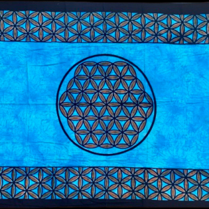 Tentures fleur de vie turquoise