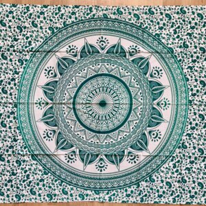 Tentures Mandala Lotus verte