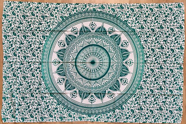 Tentures Mandala Lotus verte