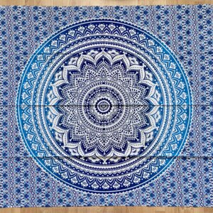 Tentures Mandala Lotus bleu