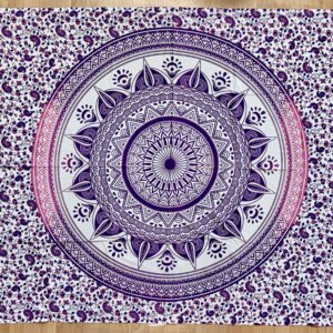 Tentures Mandala Lotus noir violette