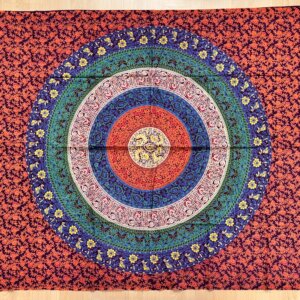 Tentures Mandala multi cercle orange bleu