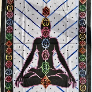 Tenture 7 chakra blanche et multicolors