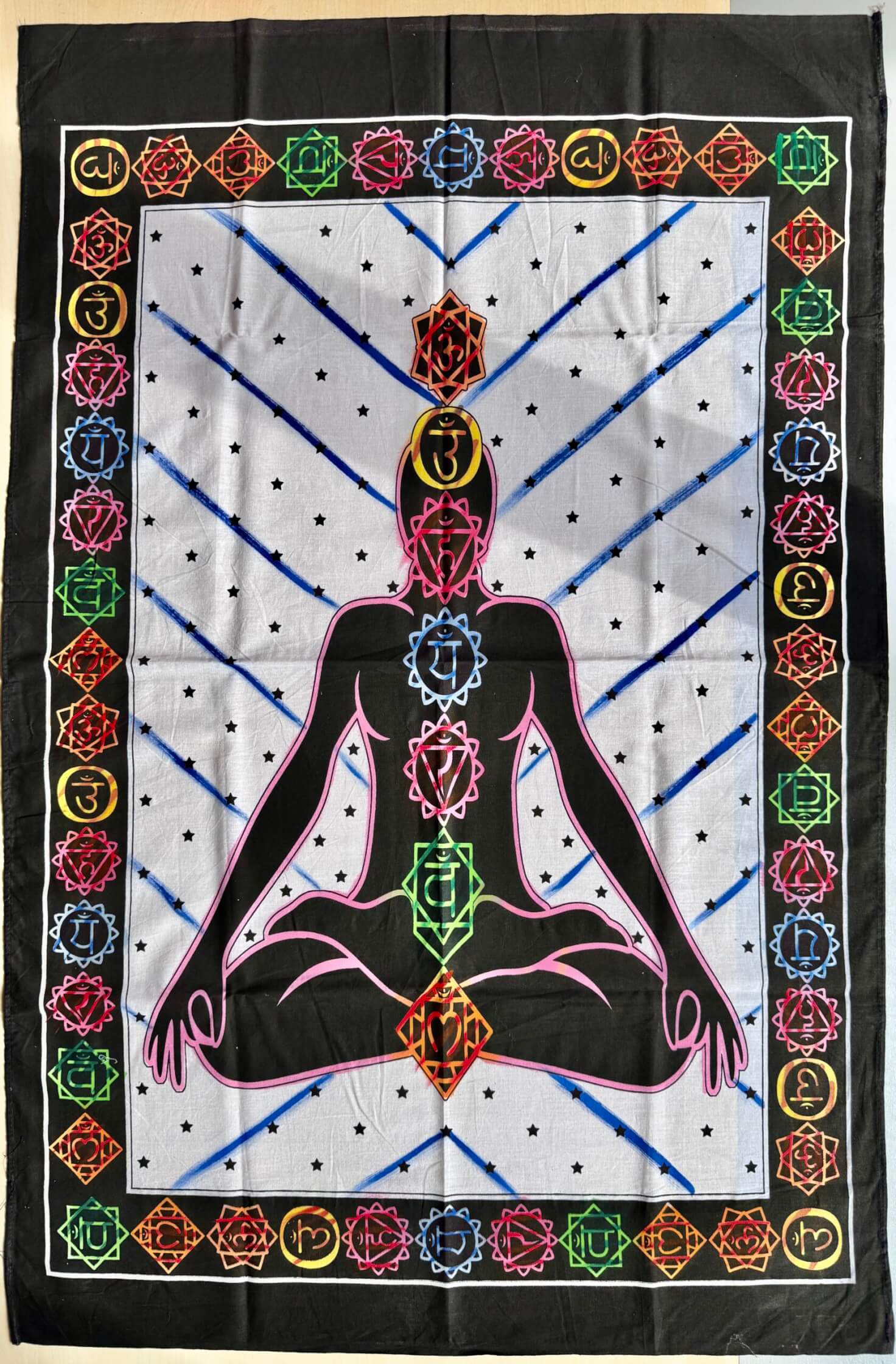 Tenture 7 chakra blanche et multicolors