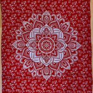 Mandala mural rouge et blanc