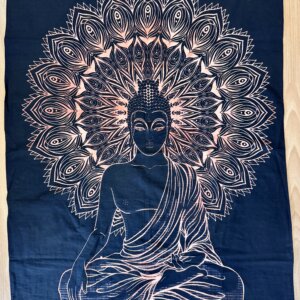 petite tenture Bouddha de l'eveil noir et or