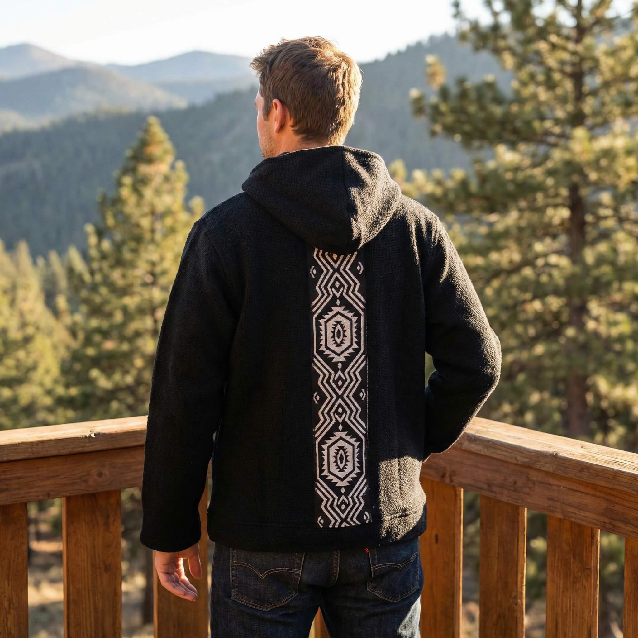 veste coton doublé polaire avec déco mystique arrière