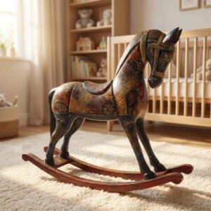 Cheval à bascule en bois