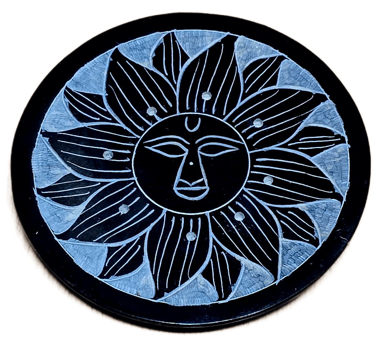 Porte encens en pierre soleil