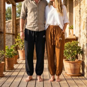 pantalon en coton épais unisex avec élastique