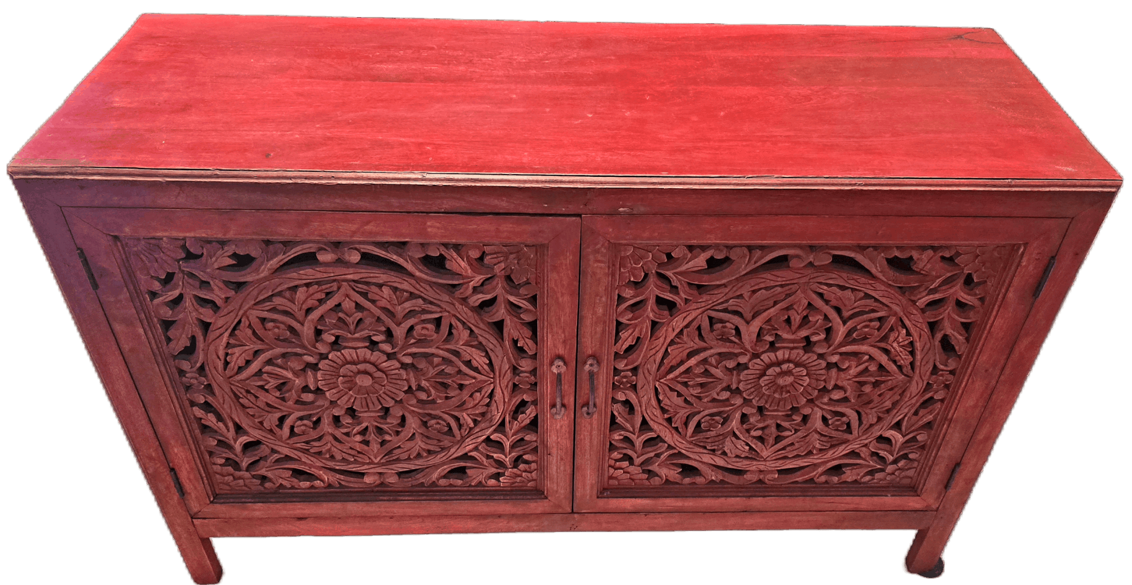 buffet indien rouge en bois de manguier