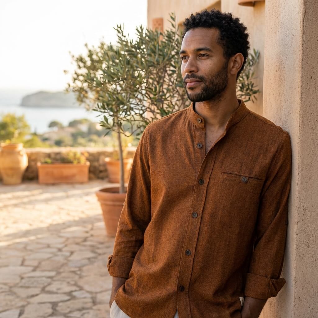 chemise homme en coton épais unis